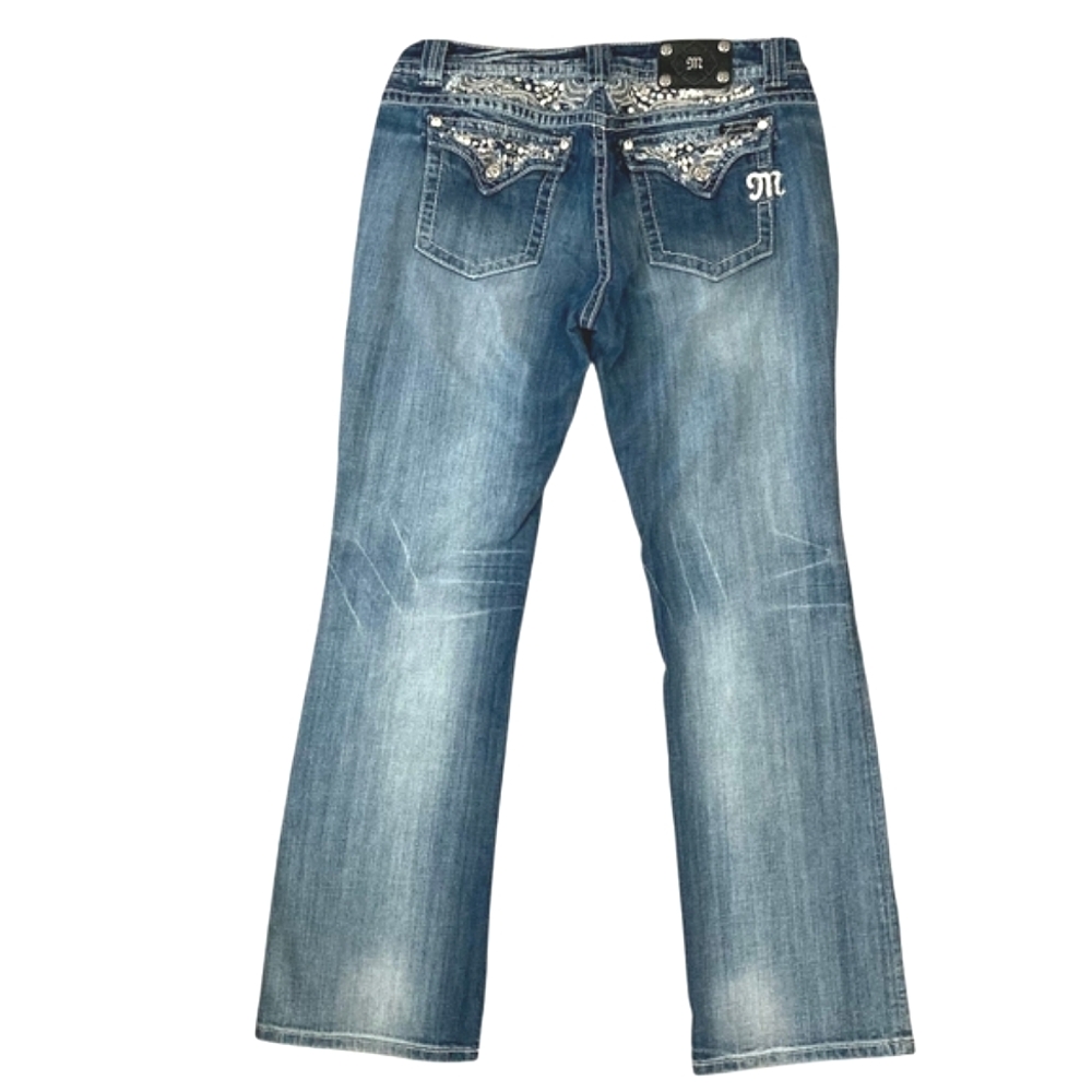 Miss Me Women's Boot Cut Jeans - Light Blue Denim with Embellished Back Pockets